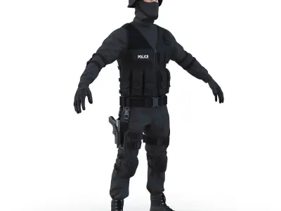 SWAT Man Mediterranean Rigged 3D Model 3D model
