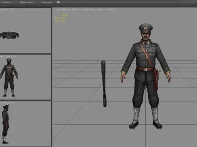 Asian military - patrolman Low-poly 3D model