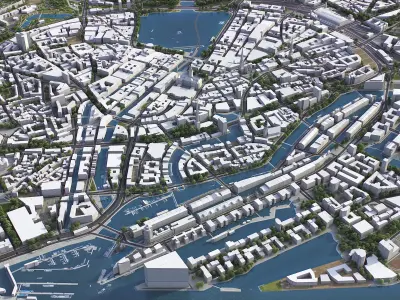 Hamburg Low-poly 3D model