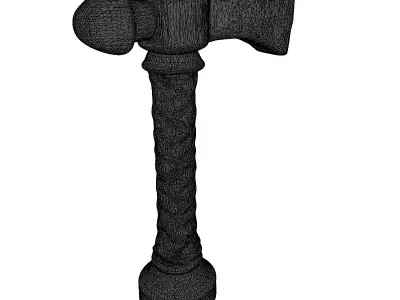 Detailed Viking Fantasy Battle Axe 3D model