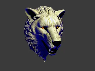 Wolf Animal Head Low-poly 3D model