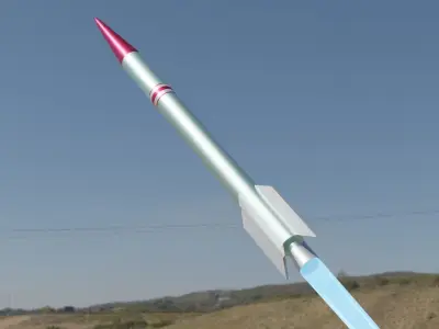 Rocket Low Poly flying in sky Free low-poly 3D model