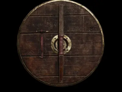 Ancient Norse shield of Jarla Viking Low-poly 3D model