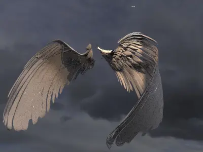 Angel wings Wrapped around with UVs 3D model