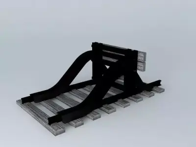 Eco Rail Track Buffers Old Wooden Split Sleepers Free 3D model