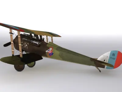 Nieuport 28 C1 French WW1 biplane fighter 3D model