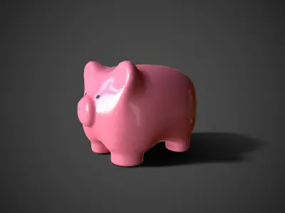 Piggy Bank Ceramic Money Box Low-poly 3D model