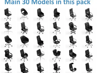 Huge Office Chair Mega Pack 30 main models Plus 280 variations 3D Model Collection