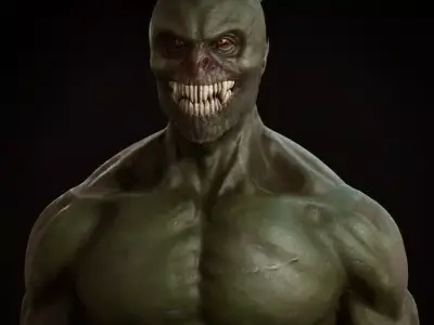 Demon bust of with skulls on top 3D print model