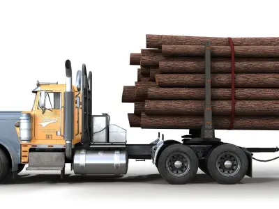 Peterbilt 359 log trailer Low-poly 3D model