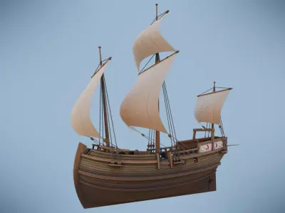 Herring Buss Ship Low-poly 3D model