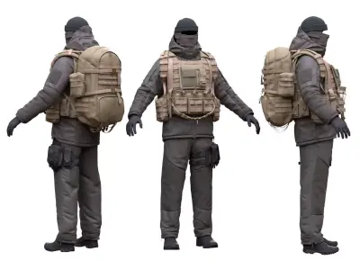 Military Winter Outfit  Low-poly 3D model