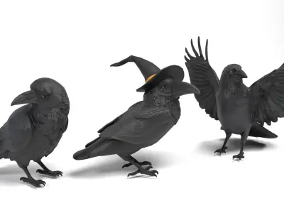 Halloween Ravens Low-poly 3D model