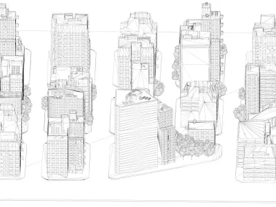 Modern urban highrise building ancillary buildings commercial 3D model