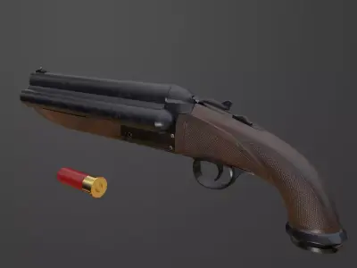Triple Barrel Shotgun PBR Free low-poly 3D model