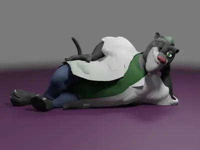 Panther humanoid character rigged Low-poly 3D model