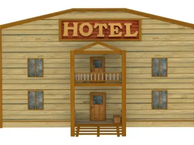 Western hotel Free low-poly 3D model