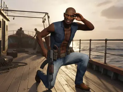 African Pirate Male Game Ready Character Low-poly 3D model