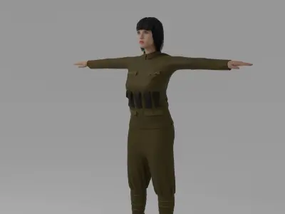 WWI Soldier Woman Low-poly 3D model