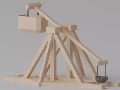 Medieval Wooden Trebuchet 3D model