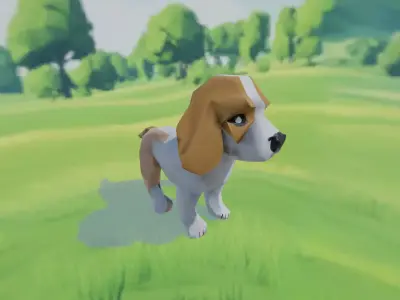 Low Poly Beagle Dog Low-poly 3D model