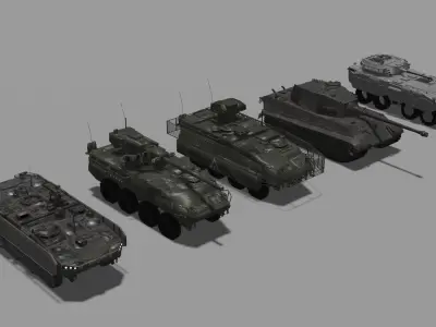5 Tanks Low-poly 3D model