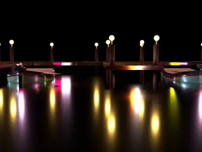 Autodesk Maya  Modelling Texturing And Lighting Of Dock  Low-poly 3D model