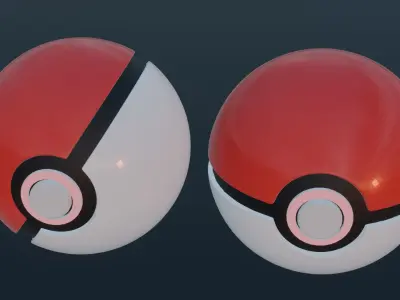 Pokemon ball Low-poly 3D model