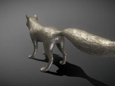 Fox Bronze Statue Low-poly 3D model