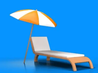 -beach chair Low-poly 3D model