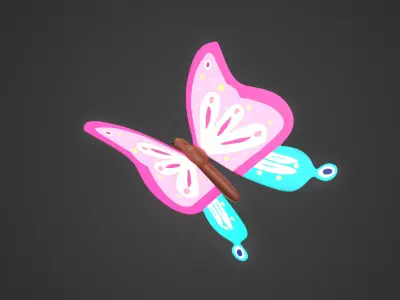 Butterfly Wing Flapping 3 Animated Low-poly 3D model