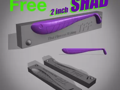 Free Mold open pour 2nch Shad Lure for CNC 3D Prin Free 3D print model