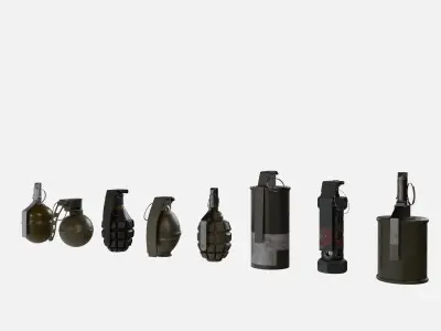 Grenade collection Low-poly 3D model