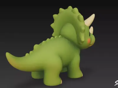Cartoon Plush Triceratops Low-poly 3D model