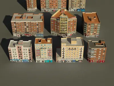 Building Collection 71 - 80 Low-poly 3D model