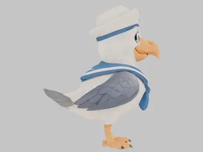 Sailor Seagull 3D Model Low-poly 3D model
