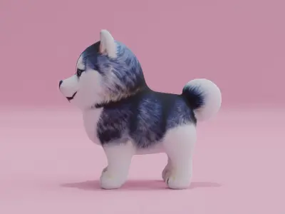 Malamute Alaskan Husky Dog Toy Low High Poly Low-poly 3D model