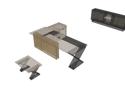 office furniture - EXECUTIVE DESK Low-poly 3D model