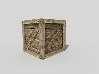 low poly wooden box Low-poly 3D model