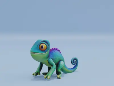 Chameleon Cute Chibi Style Low-poly 3D model