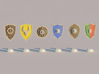 Low-poly Shield Pack Low-poly 3D model