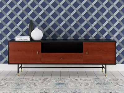 Modernist Wood and Lacquer Media Console Free 3D model