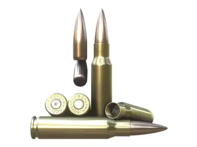 762x51mm NATO Cartridge Low-poly 3D model