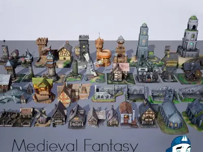 Medieval Fantasy Buildings Pack 01 Low-poly 3D model