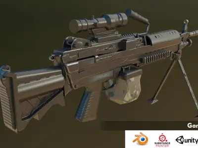 Gun Machine M249 Low-poly 3D model
