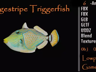 Orangestripe Triggerfish Low-poly 3D model