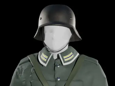 World War 2 German Soldier - Rigged Low-poly 3D model
