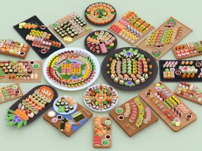 GASTRO Sushi Food Pack Low-poly 3D model