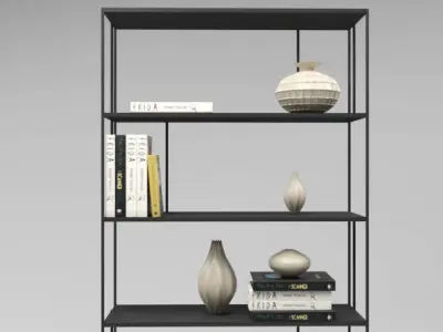 Metal black bookshelf in a modern style Free 3D model