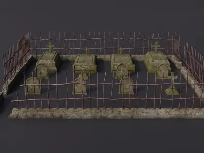 Graveyard kit Low-Poly 3d models Low-poly 3D model